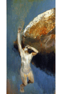Soul of a woman suspended in the air